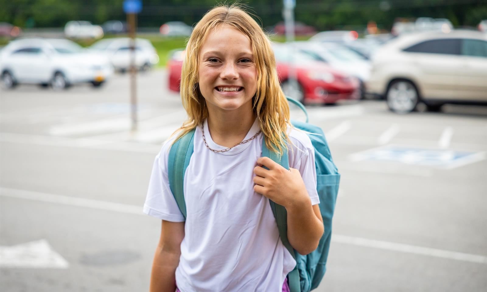  A girl smiles